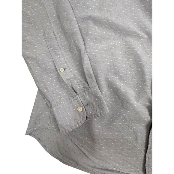 J Crew Slim Fit Oxford Shirt Textured Sashiko Dot Dobby LS Light Gray Preppy L - Picture 6 of 15